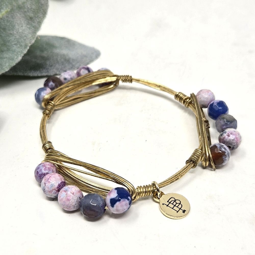 BOURBON and BOWTIES Sodalite Metal‎ Wrap Bangle Bracelet